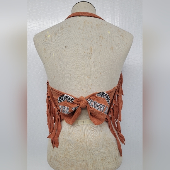 Harley Davidson Fringe Halter Top Upcycled - Picture 6 of 7